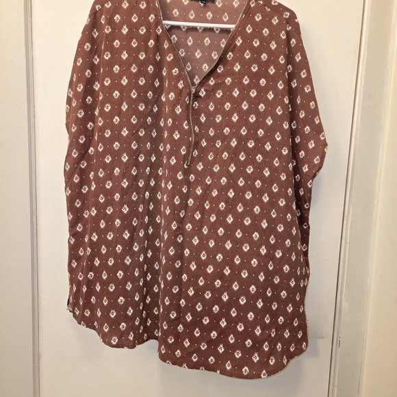 Warehou One Tops - Brown Patterned Women's Top